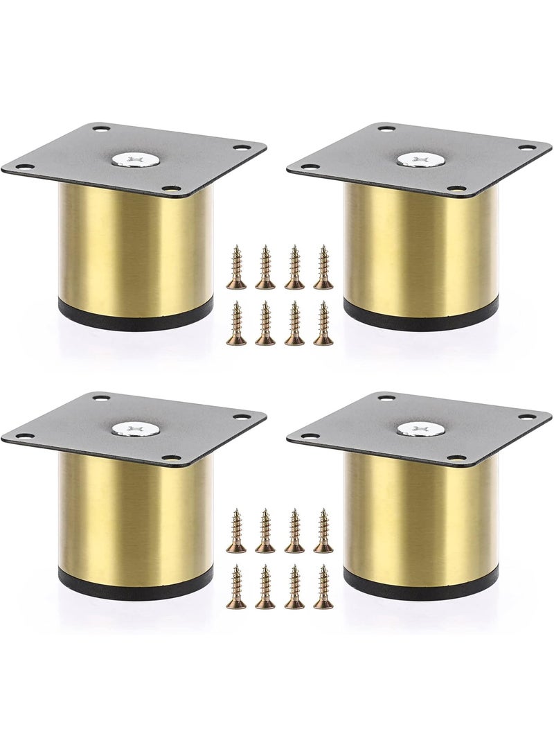 4PCS 2 Inch Stainless Steel Furniture Legs - Metal Cabinet Desk Feet, Golden Round Risers for Coffee Table, Heavy Duty Sofa, TV Stand, Dresser, Chair - Image 1